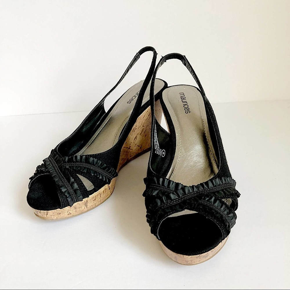 Maurices cloth wedge sandal with ribbon detail 9